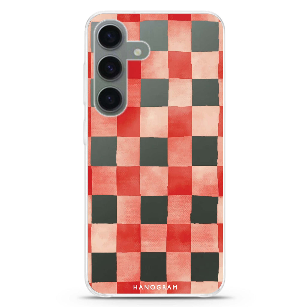 Cherry Checks Samsung Galaxy S26/S25/S24 水晶透明保護殼正面展示