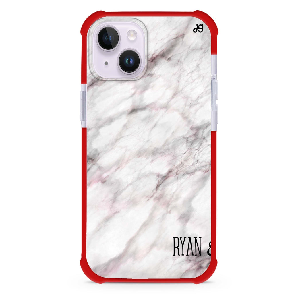 White Marble iPhone 15 Plus Magsafe 兼容超強防摔保護殼
