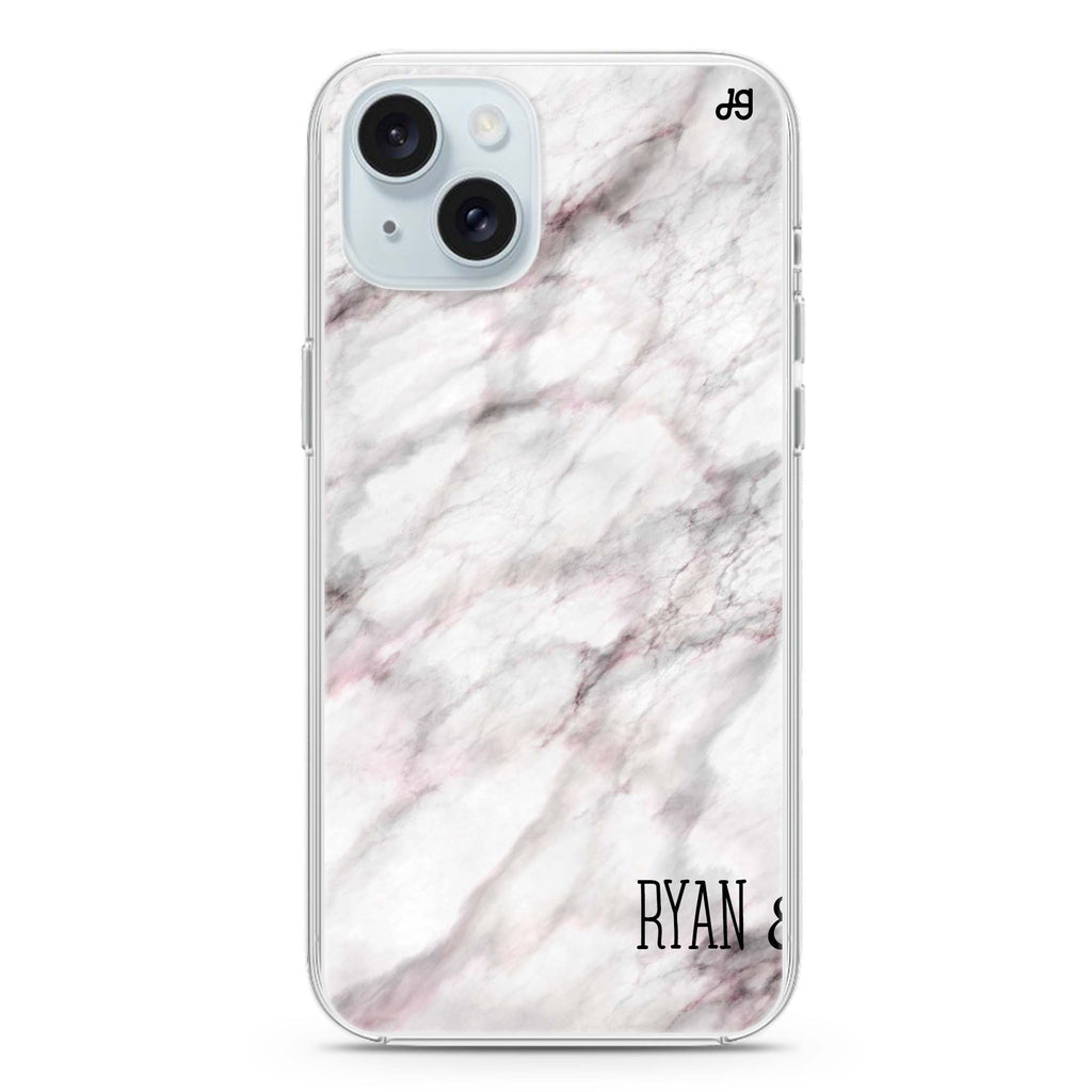 White Marble iPhone 15 Plus Magsafe 兼容水晶透明保護殼