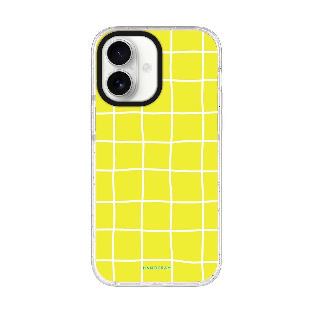 Yellow Checked Pattern iPhone 17 水晶透明保護殼正面展示