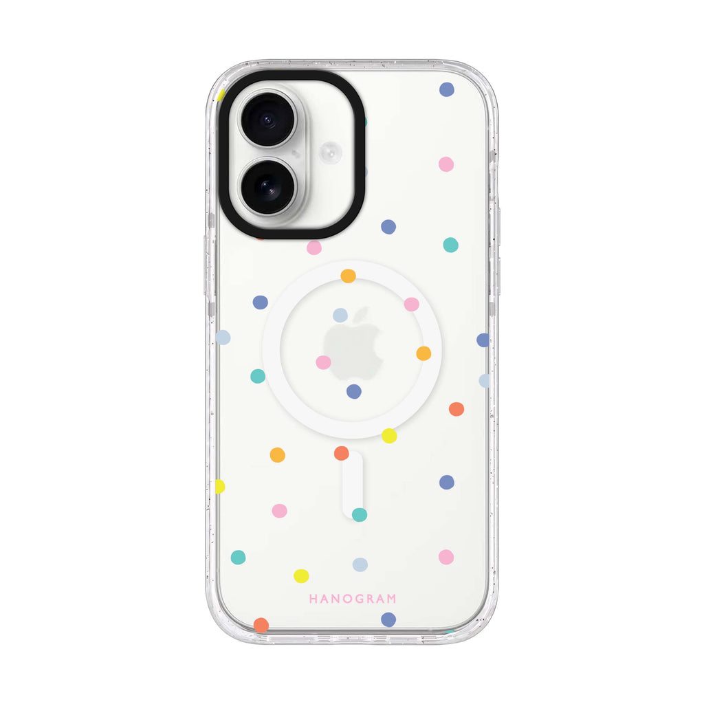 Colourful Dot Pattern iPhone 17 水晶透明保護殼正面展示