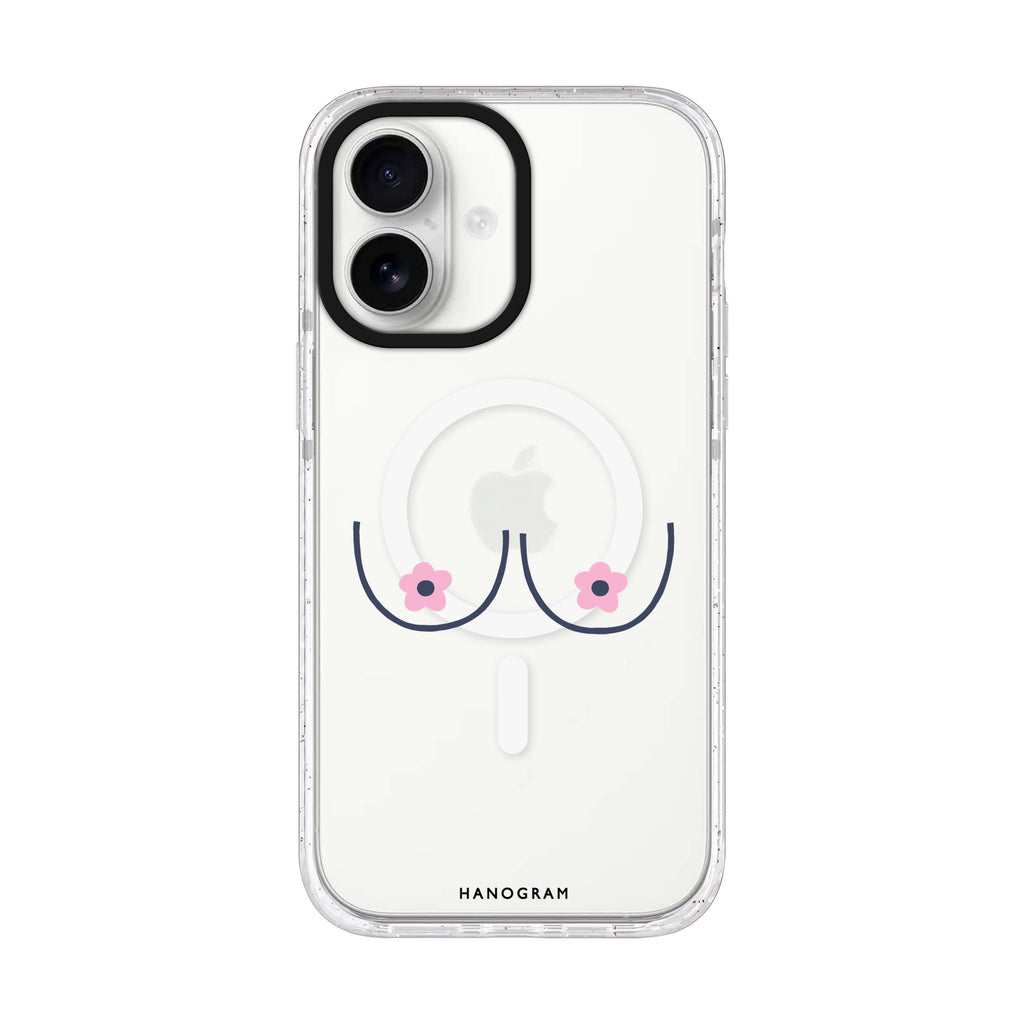 Floral Breast iPhone 17 水晶透明保護殼正面展示