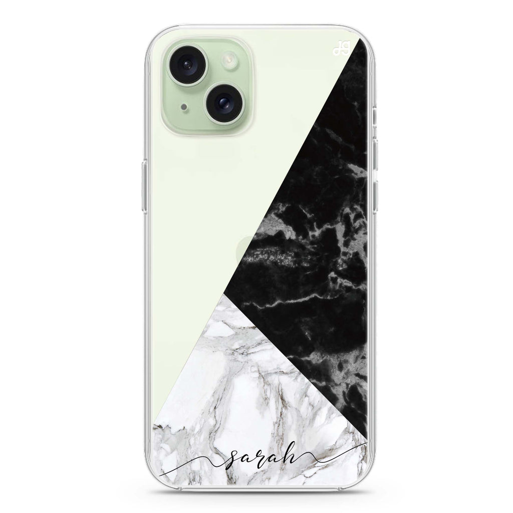 Black And White Marble iPhone 15 水晶透明保護殼