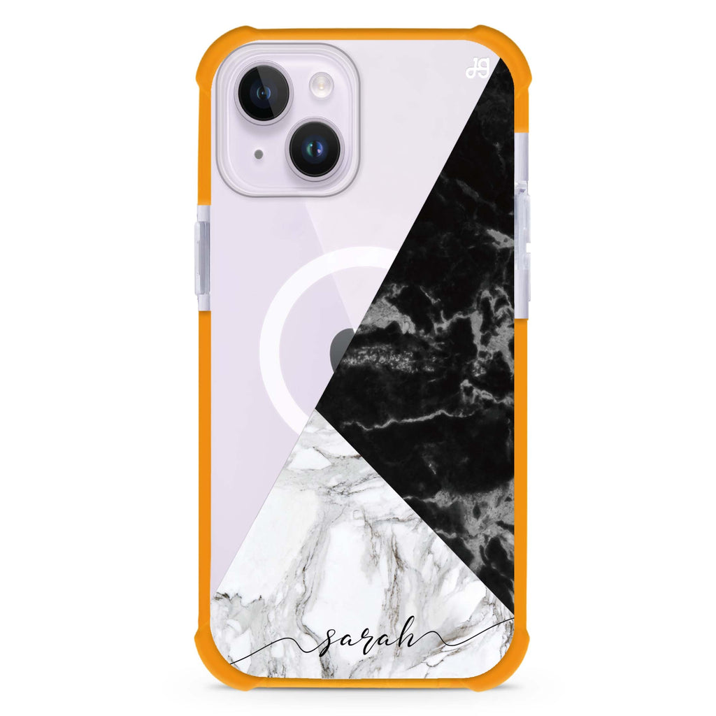 Black And White Marble iPhone 15 Plus Magsafe 兼容超強防摔保護殼