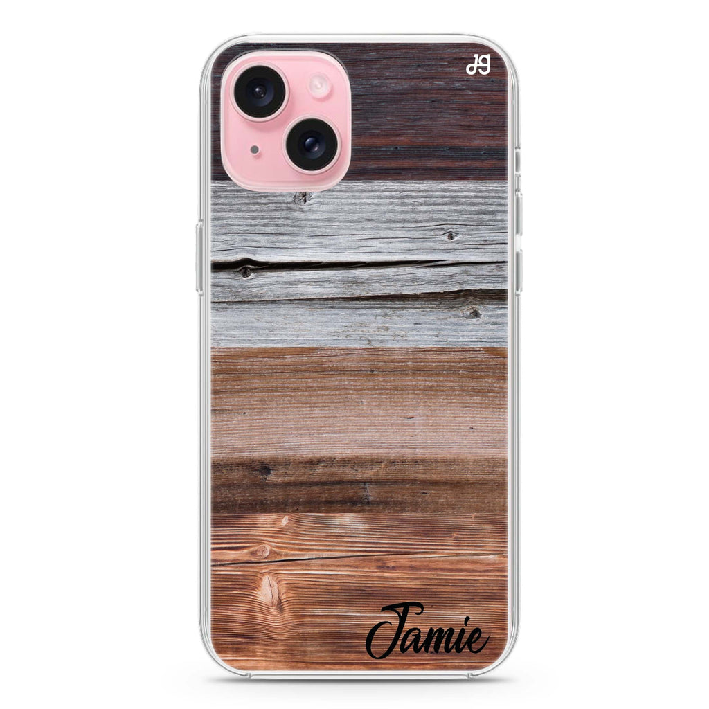 Wood Grain Varigegated iPhone 15 Magsafe 兼容水晶透明保護殼