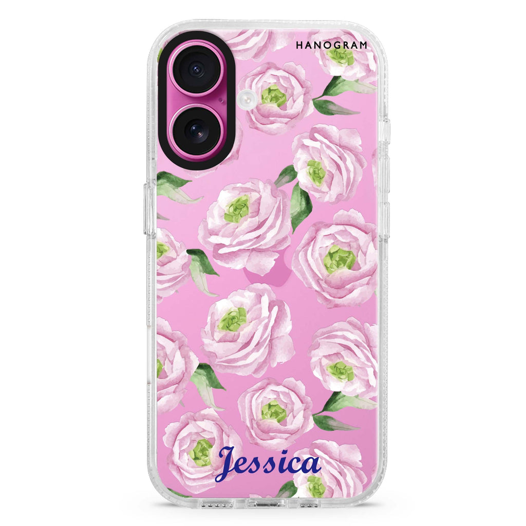 Watercolor pink floral 水晶透明保護殼