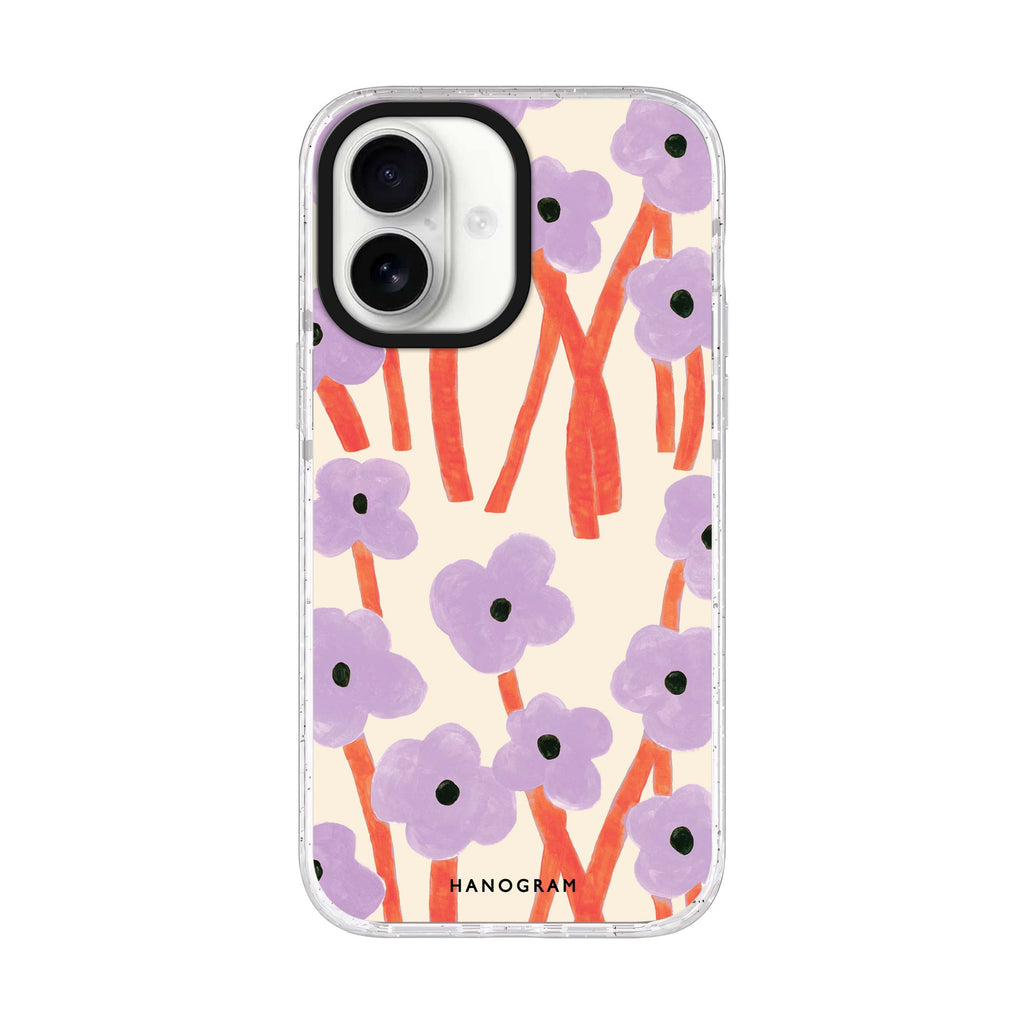 Floral iPhone 17 水晶透明保護殼正面展示
