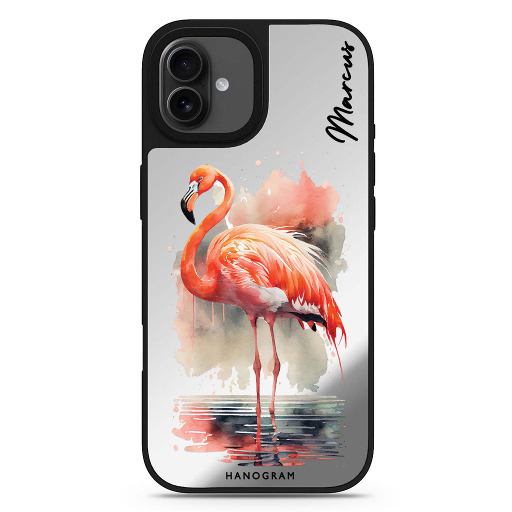 Flamingo in water iPhone 17 可愛動物鏡面手機殼 主圖設計
