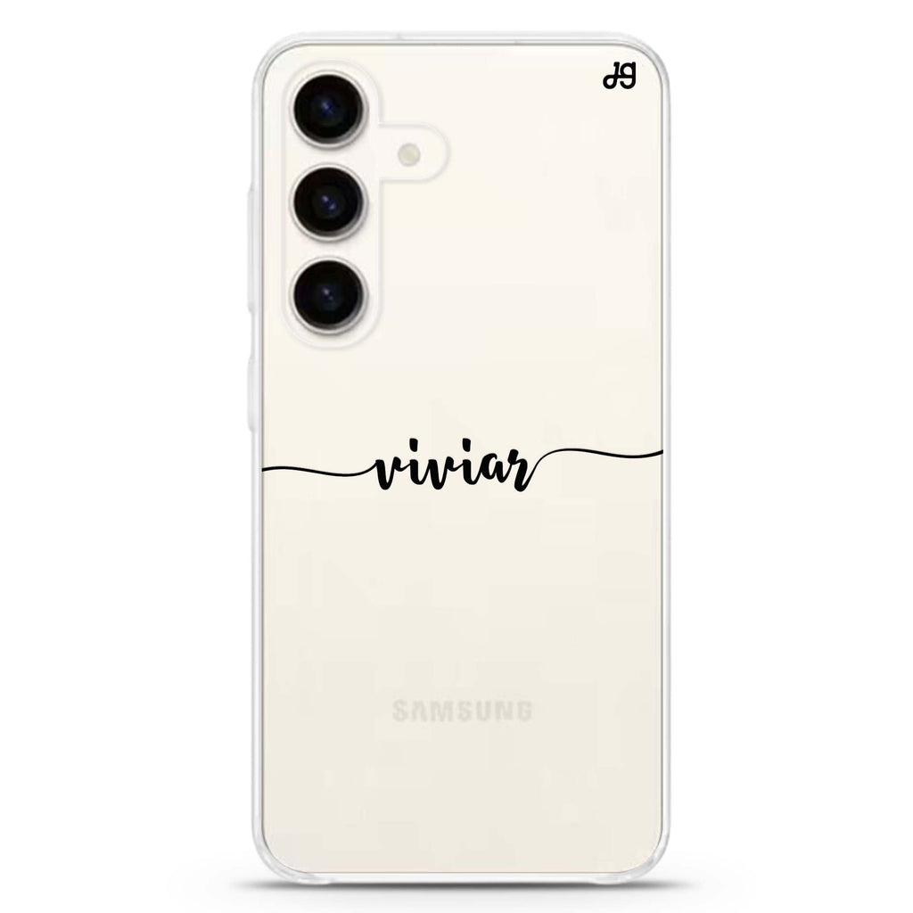 Script Handwritten Samsung Galaxy S26/S25/S24 可加名字水晶透明保護殼正面展示