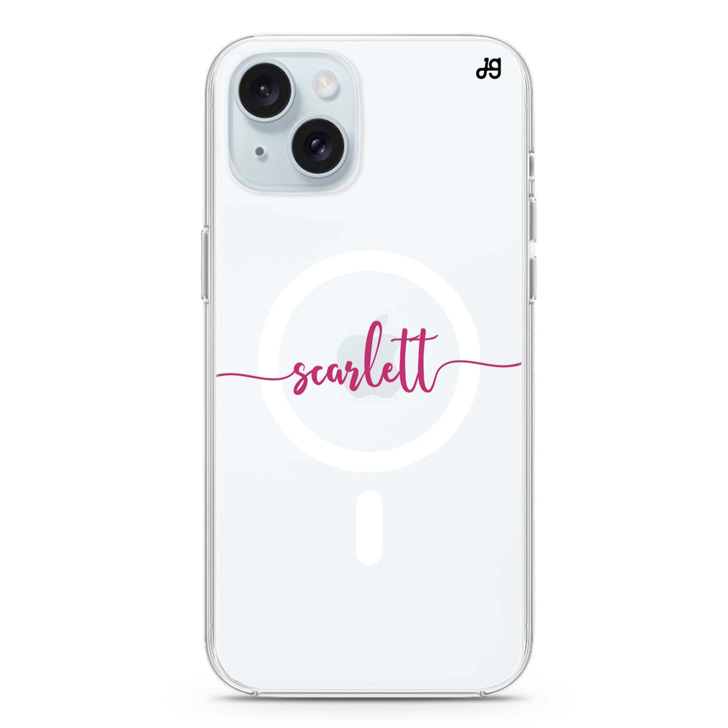Script Handwritten iPhone 15 Magsafe 兼容水晶透明保護殼