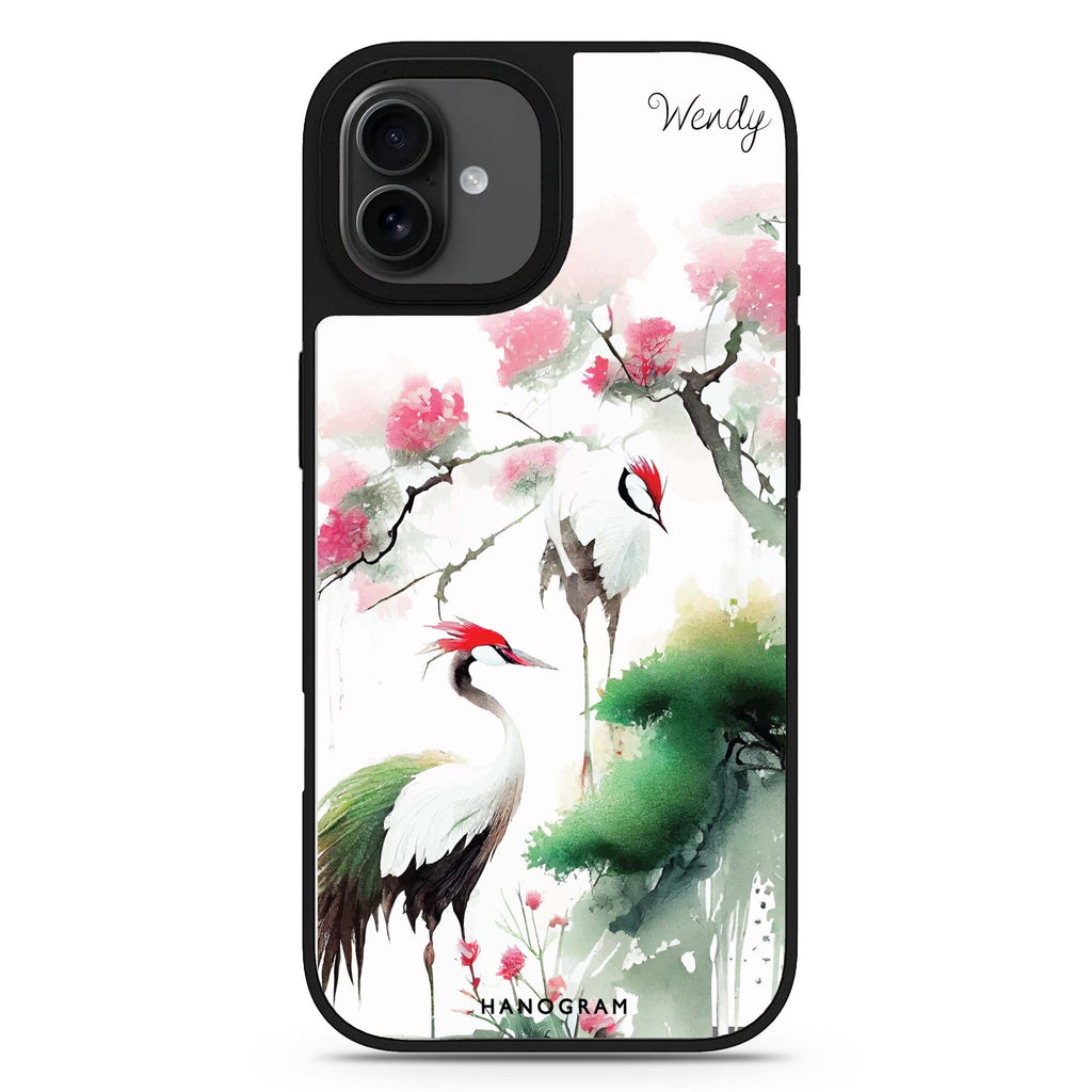 Pines & cranes 款式1 iPhone 17 日系鏡面手機殼 主圖設計