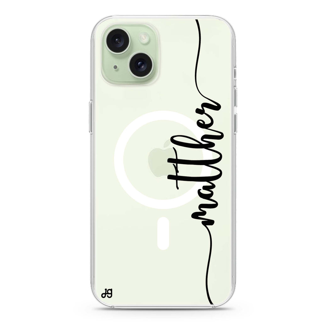 Vertical Script Handwritten Custom iPhone 15 Magsafe 兼容水晶透明保護殼