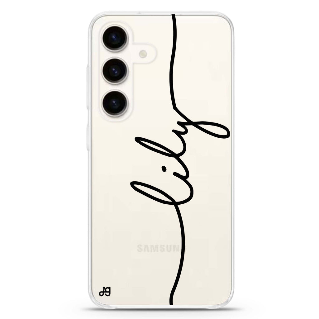 Vertical Handwritten II Samsung Galaxy S26/S25/S24 可加名字水晶透明保護殼正面展示