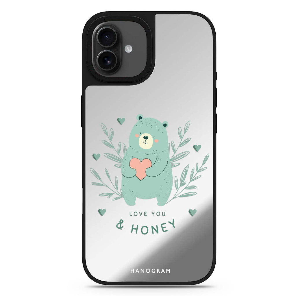 Honey Bear iPhone 17 可愛動物鏡面手機殼 主圖設計
