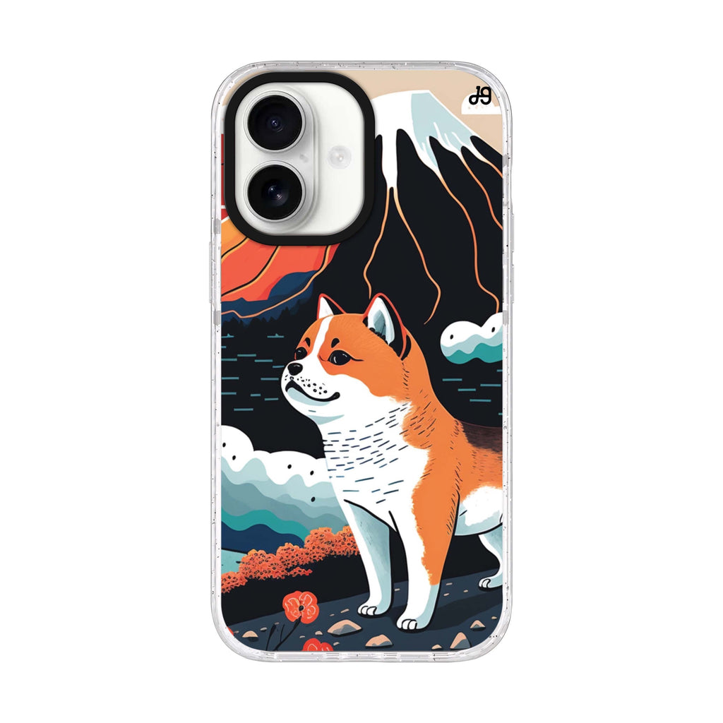 Shiba Inu with Fuji Mountain iPhone 17 水晶透明保護殼正面展示