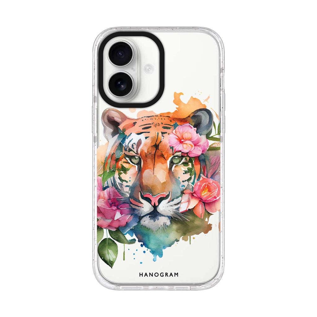 Floral Tiger iPhone 17 水晶透明保護殼正面展示