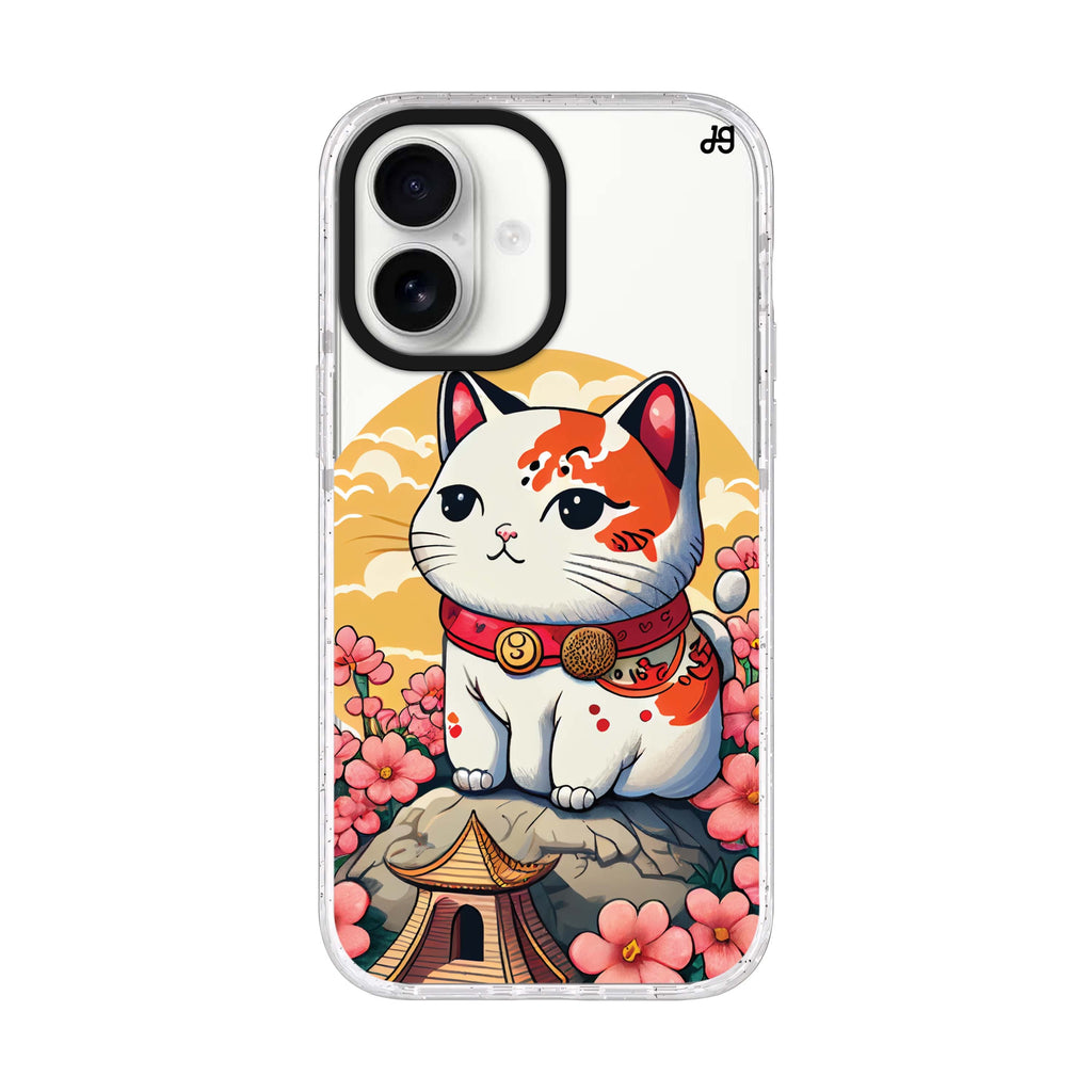 Cat & Flowers iPhone 17 水晶透明保護殼正面展示