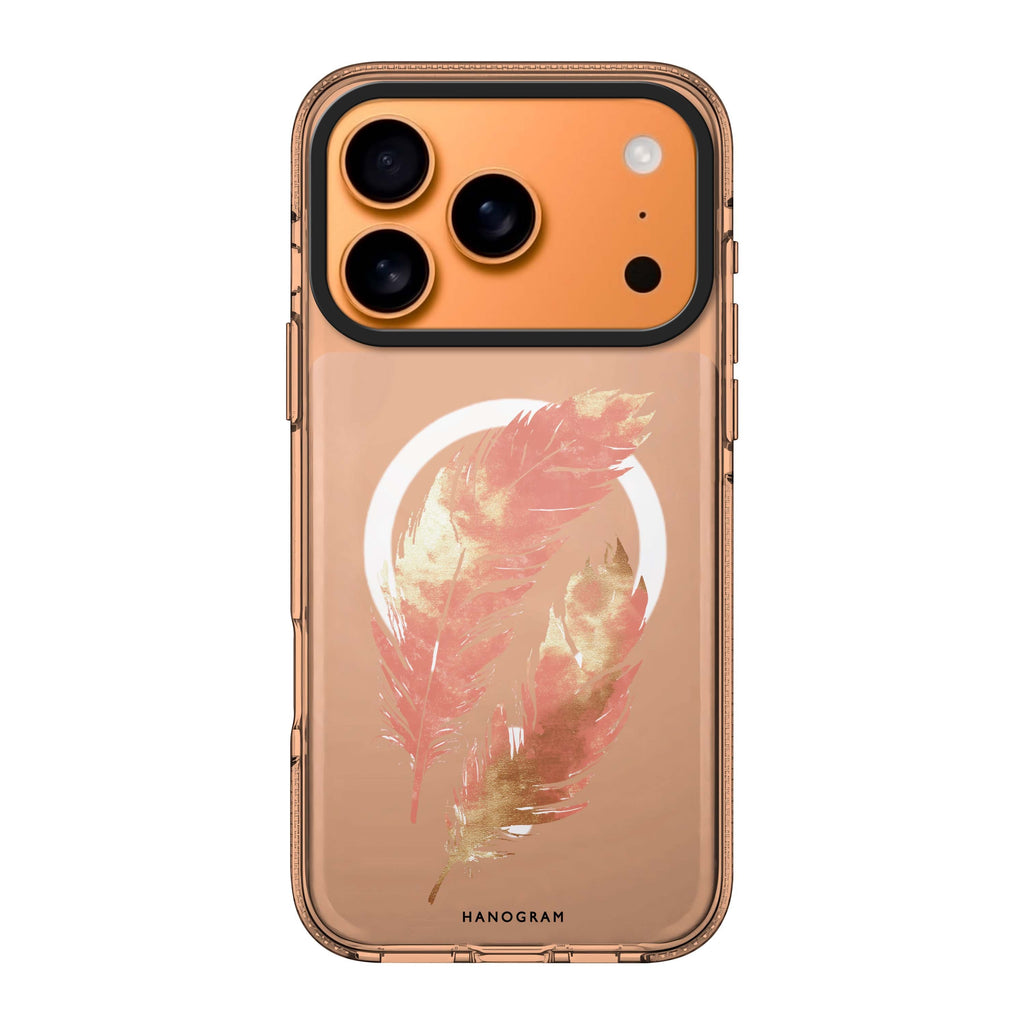 Golden Feathers iPhone 17 Pro Max MagSafe 水晶透明保護殼 鳥圖案設計 圖1