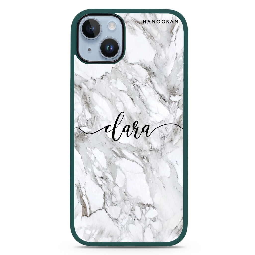 Powder Gray And White Marble iPhone 15 Plus 防衝擊保護殼