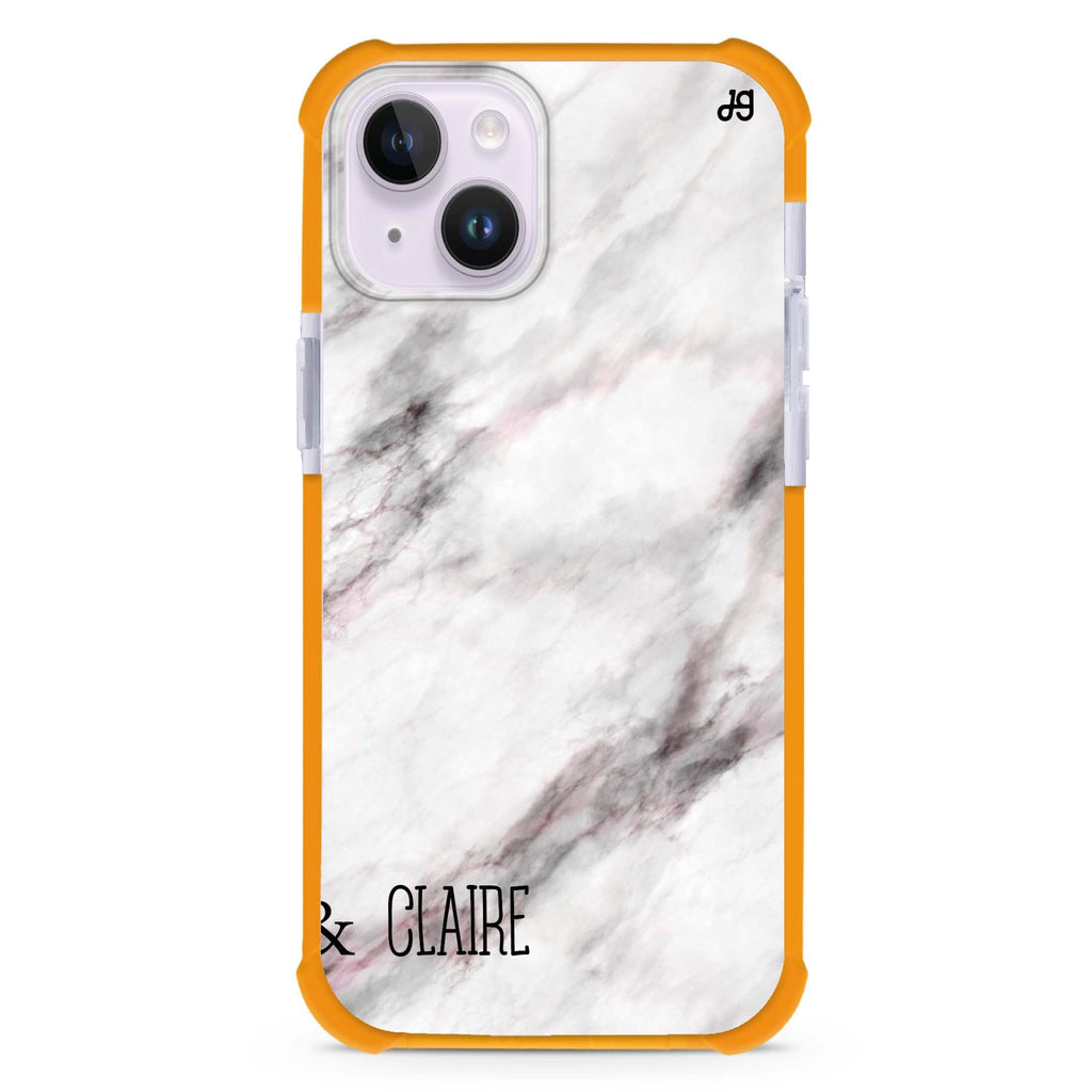 White Marble iPhone 15 Plus Magsafe 兼容超強防摔保護殼