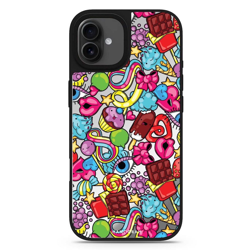 Doodle Delights iPhone 17 抽象藝術鏡面手機殼 主圖設計