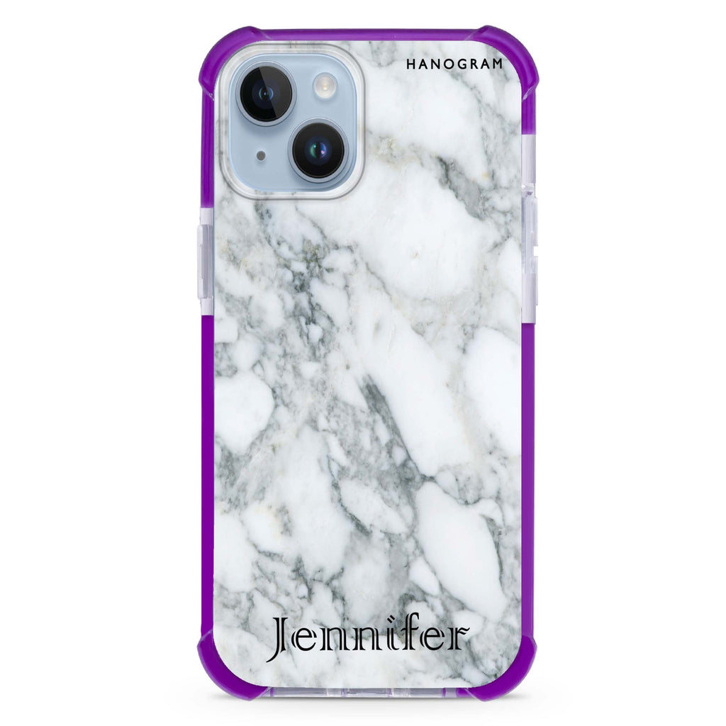 Powder Gray And White Marble II iPhone 15 Plus Magsafe 兼容超強防摔保護殼