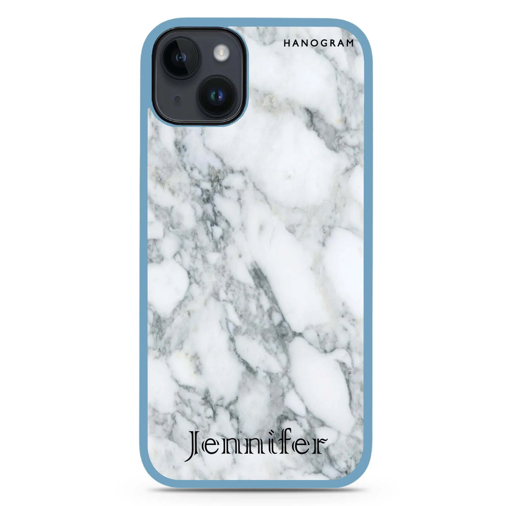 Powder Gray And White Marble II iPhone 15 Plus 防衝擊保護殼