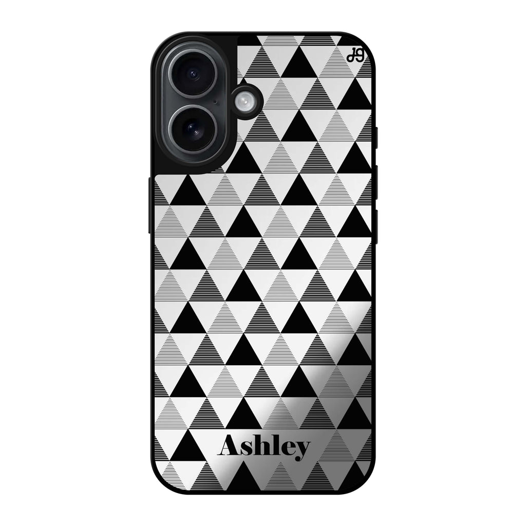 Reflective iPhone 16 Mirror Case –Triangles Seamless Design