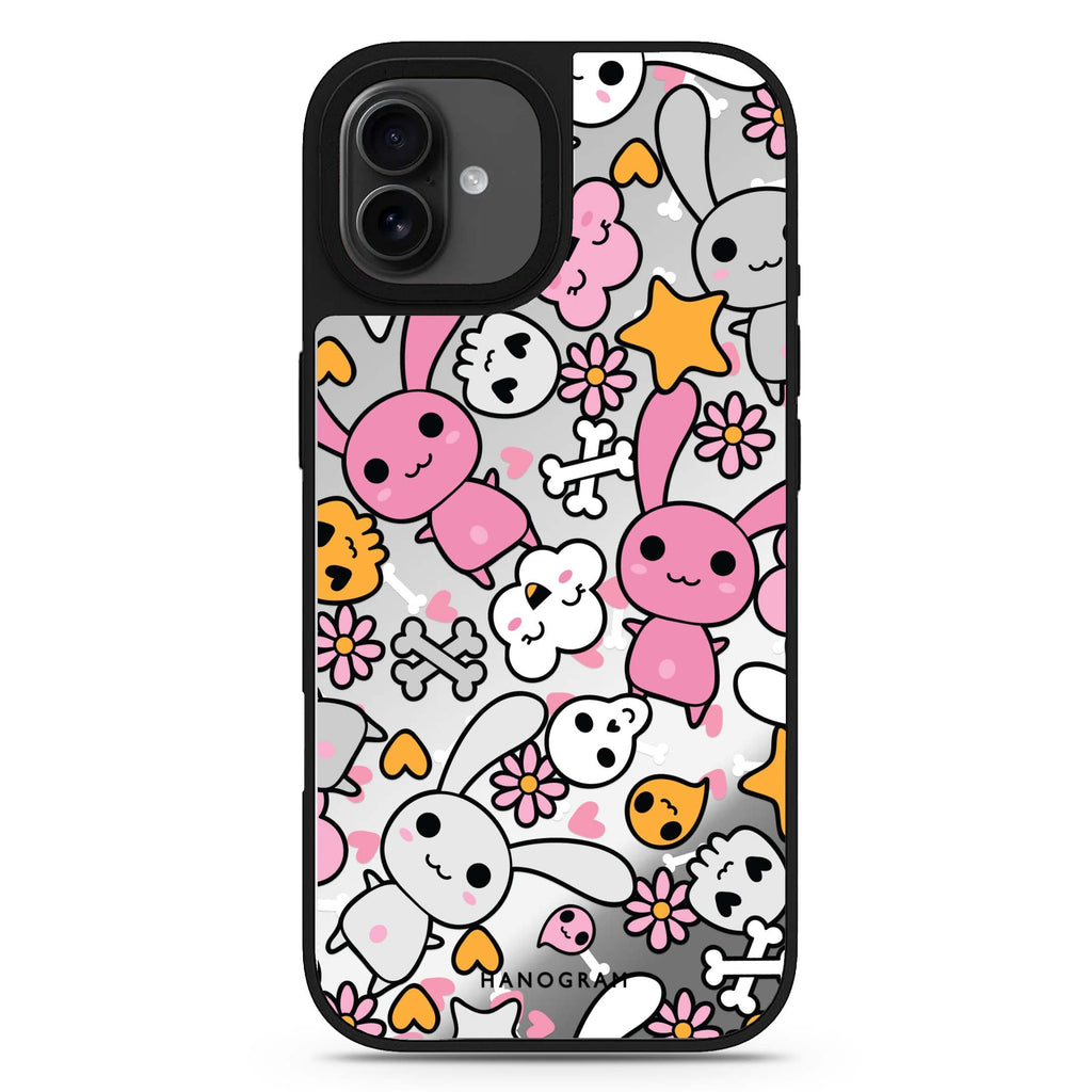Bunny Doodles iPhone 17 可愛動物鏡面手機殼 主圖設計