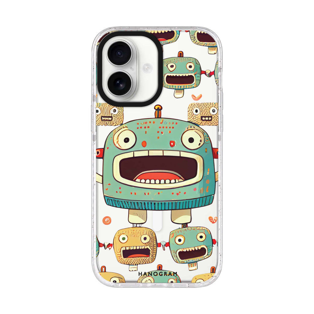 Cute robots iPhone 17 水晶透明保護殼正面展示