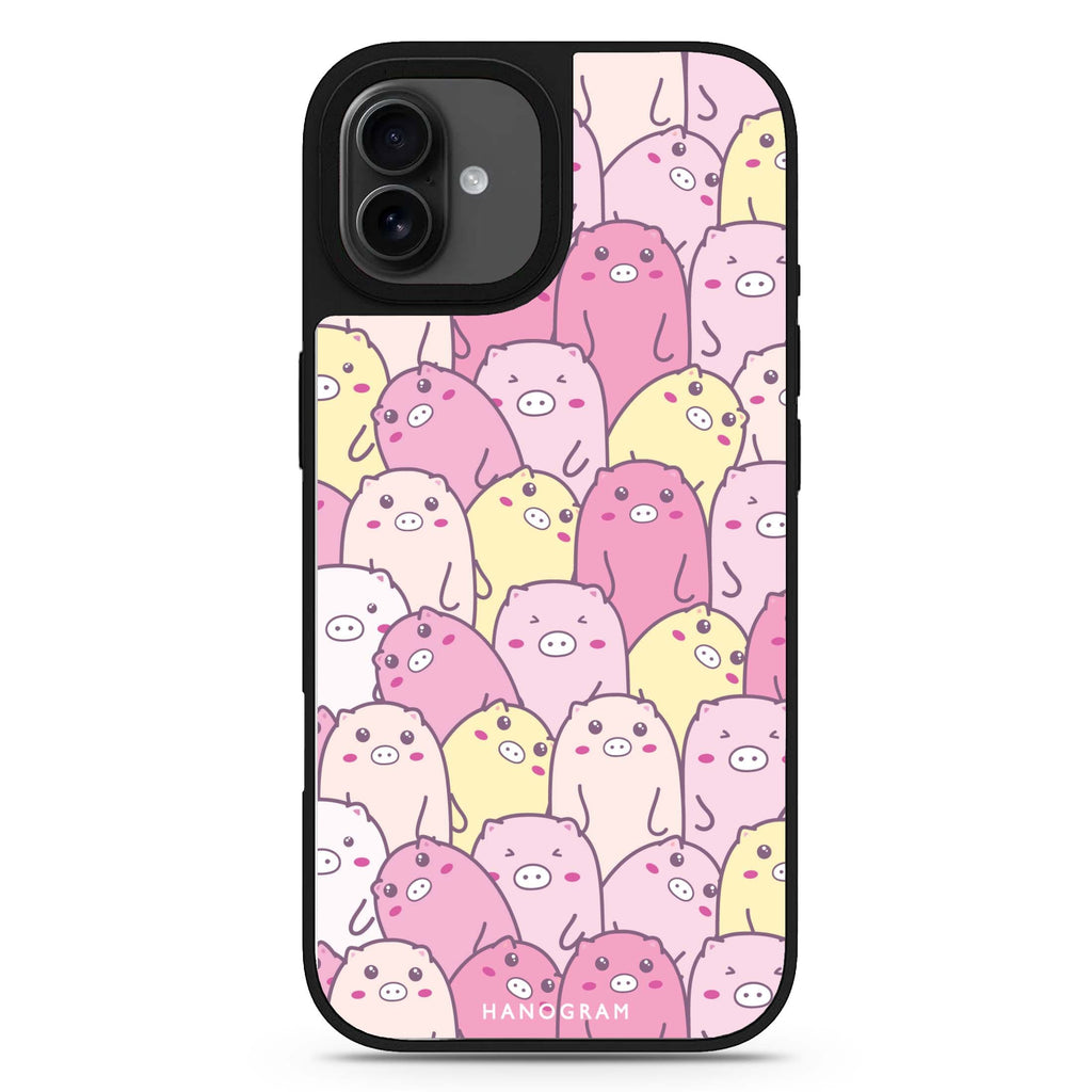Piggy Pals iPhone 17 可愛動物鏡面手機殼 主圖設計