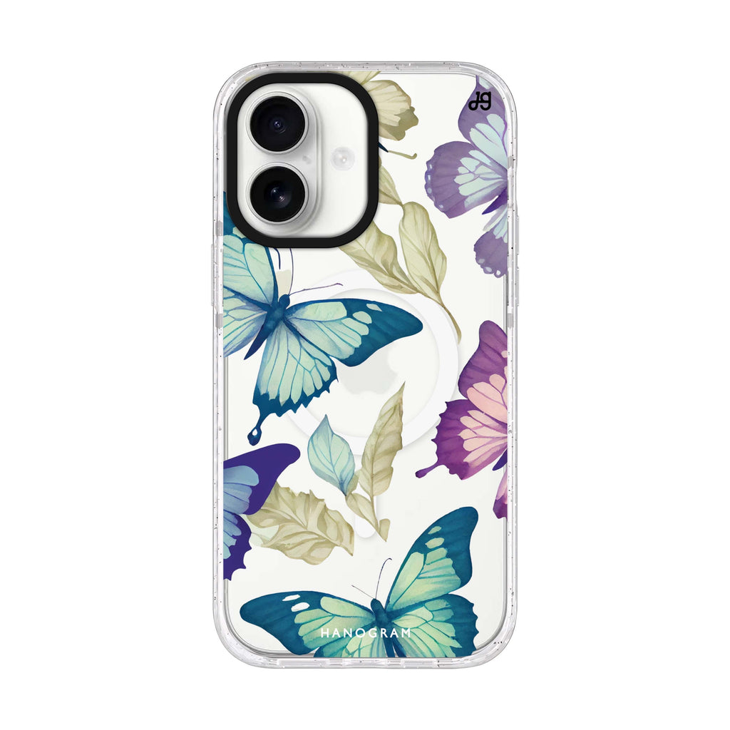 Beautiful Butterfly iPhone 17 水晶透明保護殼正面展示