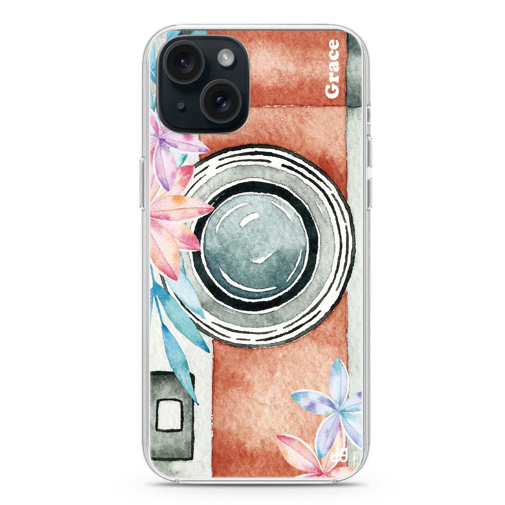 Watercolor Camera iPhone 15 plus 水晶透明保護殼