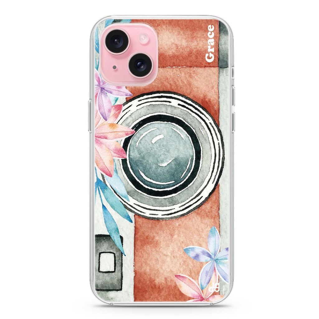 Watercolor Camera iPhone 15 Magsafe 兼容水晶透明保護殼