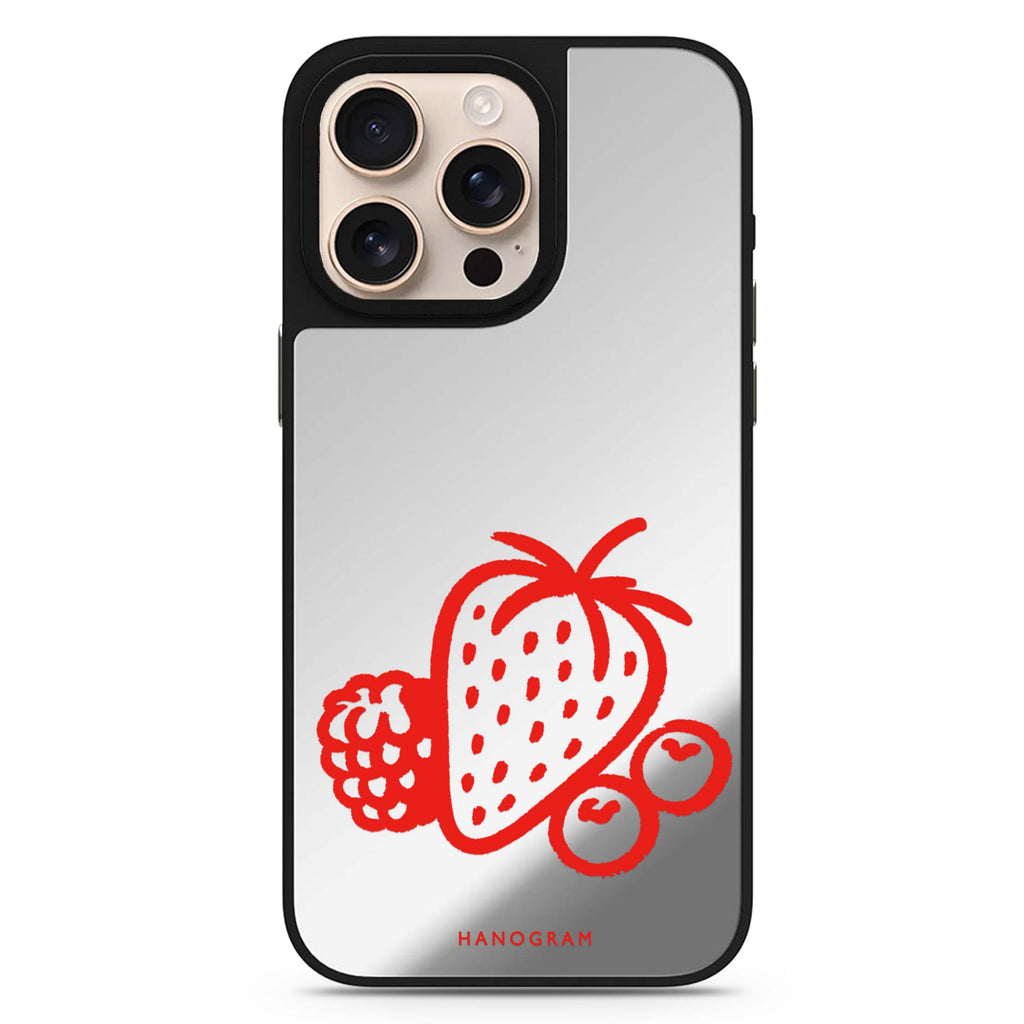 Berry Red Doodles Magsafe 兼容鏡面手機殼