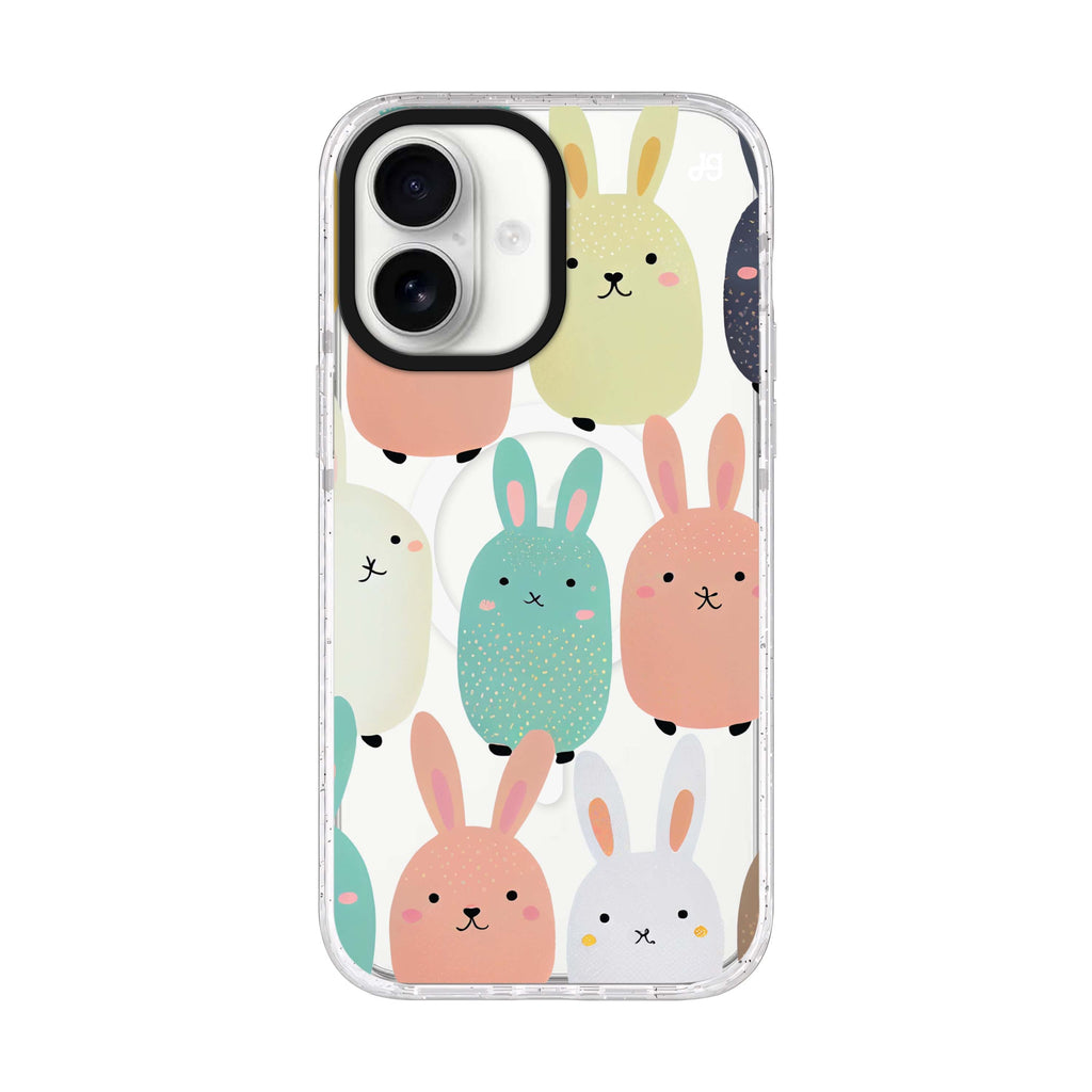 Cute Bunny iPhone 17 水晶透明保護殼正面展示