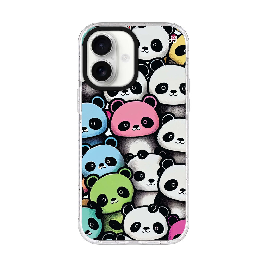 Cute Pandas iPhone 17 水晶透明保護殼正面展示
