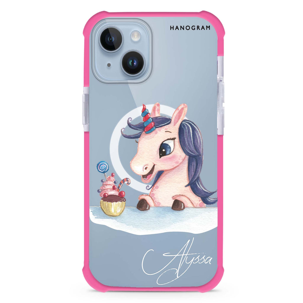 Rainbow Unicorn And Cupcake iPhone 15 Plus Magsafe 兼容超強防摔保護殼