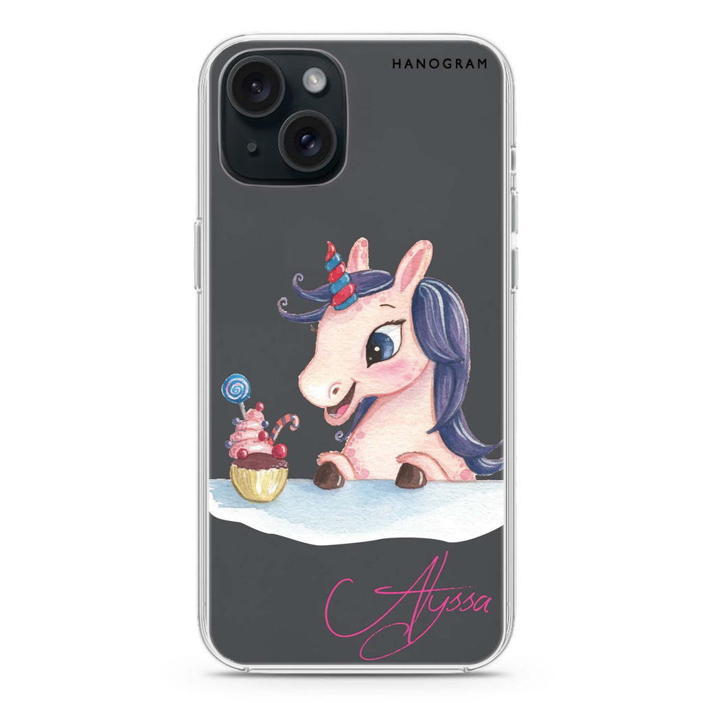 Rainbow Unicorn And Cupcake iPhone 15 水晶透明保護殼