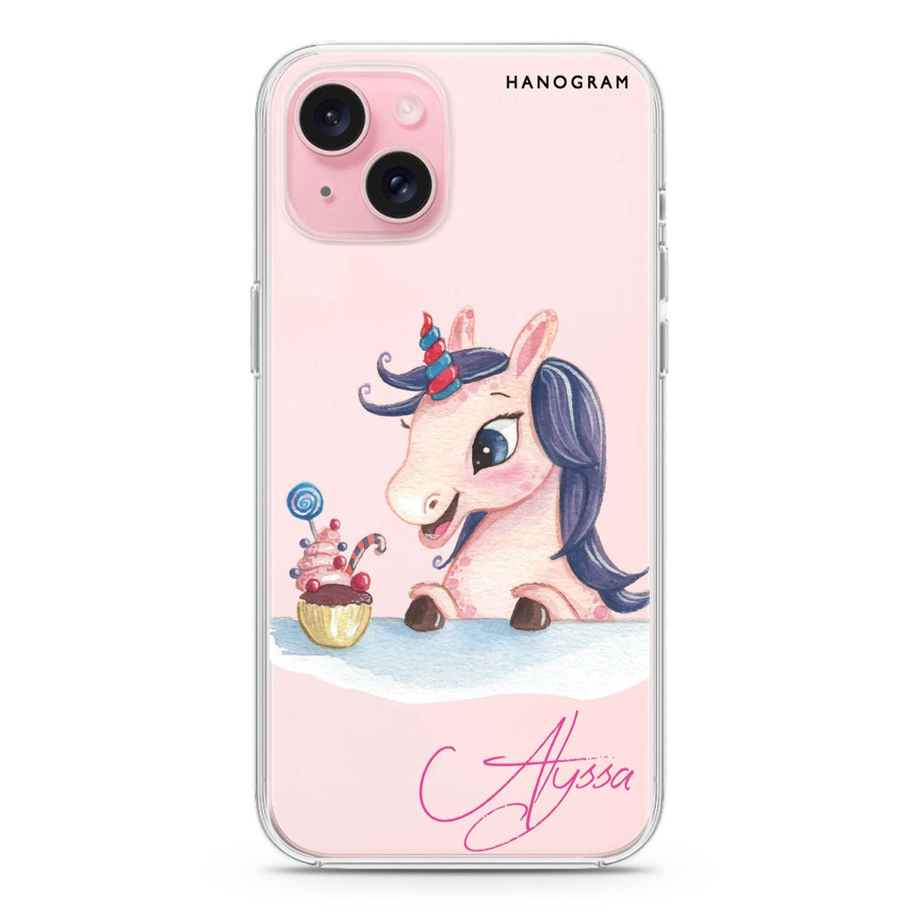 Rainbow Unicorn And Cupcake iPhone 15 plus 水晶透明保護殼