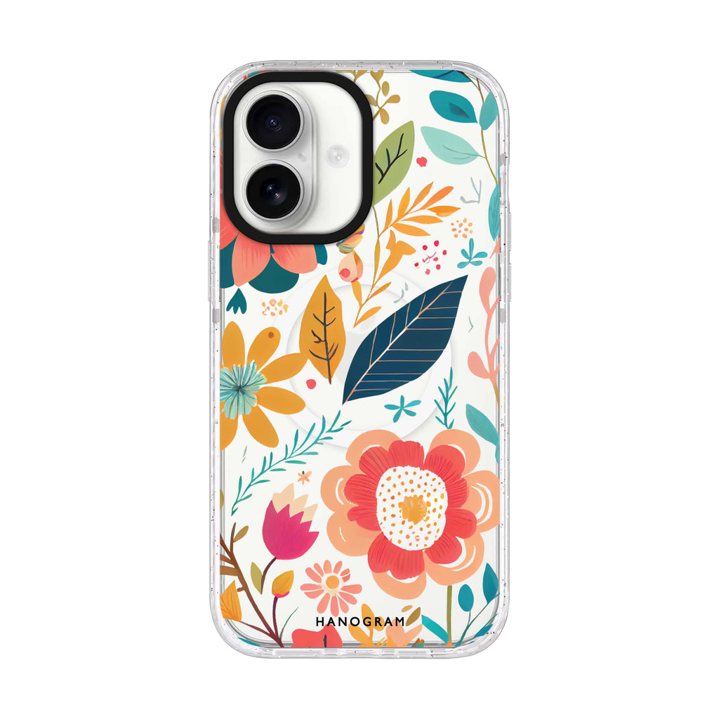 Pretty Florals iPhone 17 水晶透明保護殼正面展示