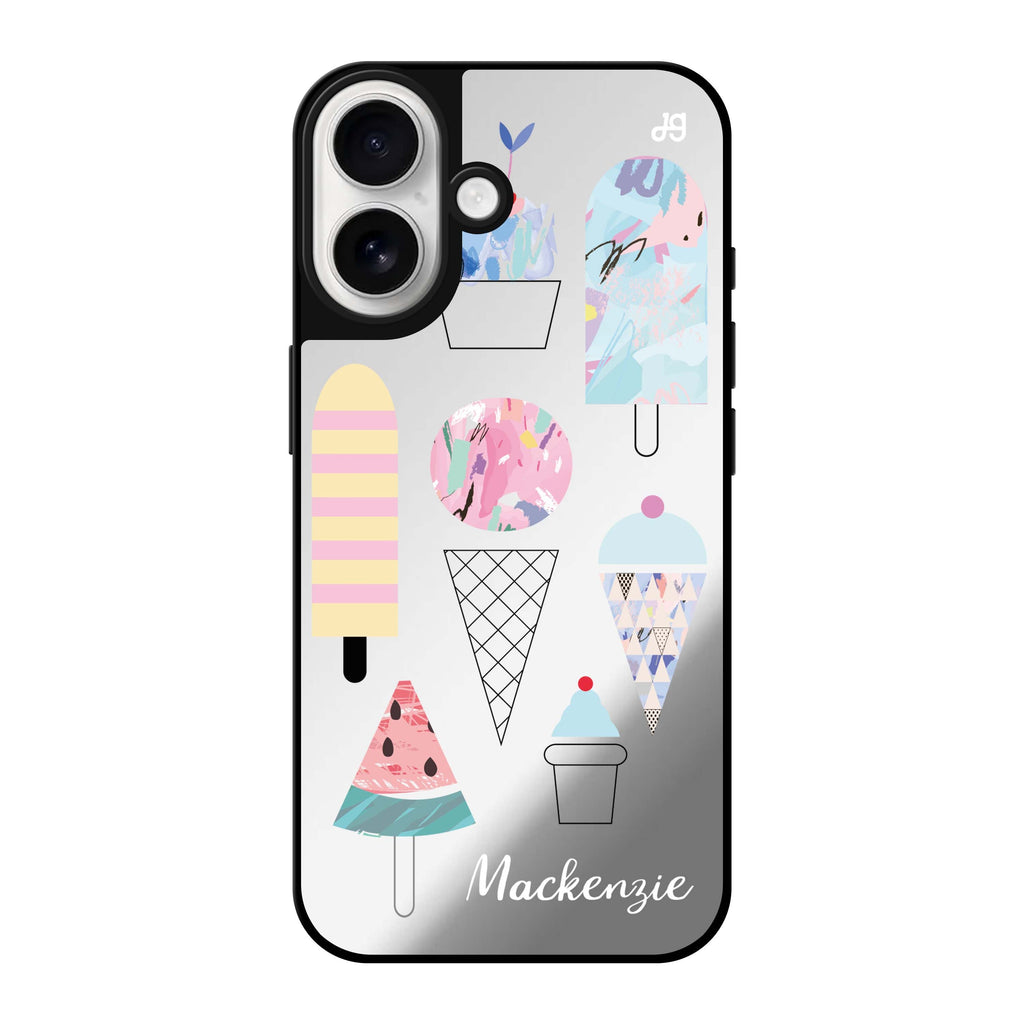 Reflective iPhone 16 Mirror Case –Artistic Ice cream II Design