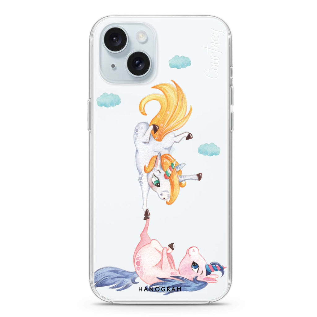 Rainbow Unicorn Dancing iPhone 15 plus 水晶透明保護殼