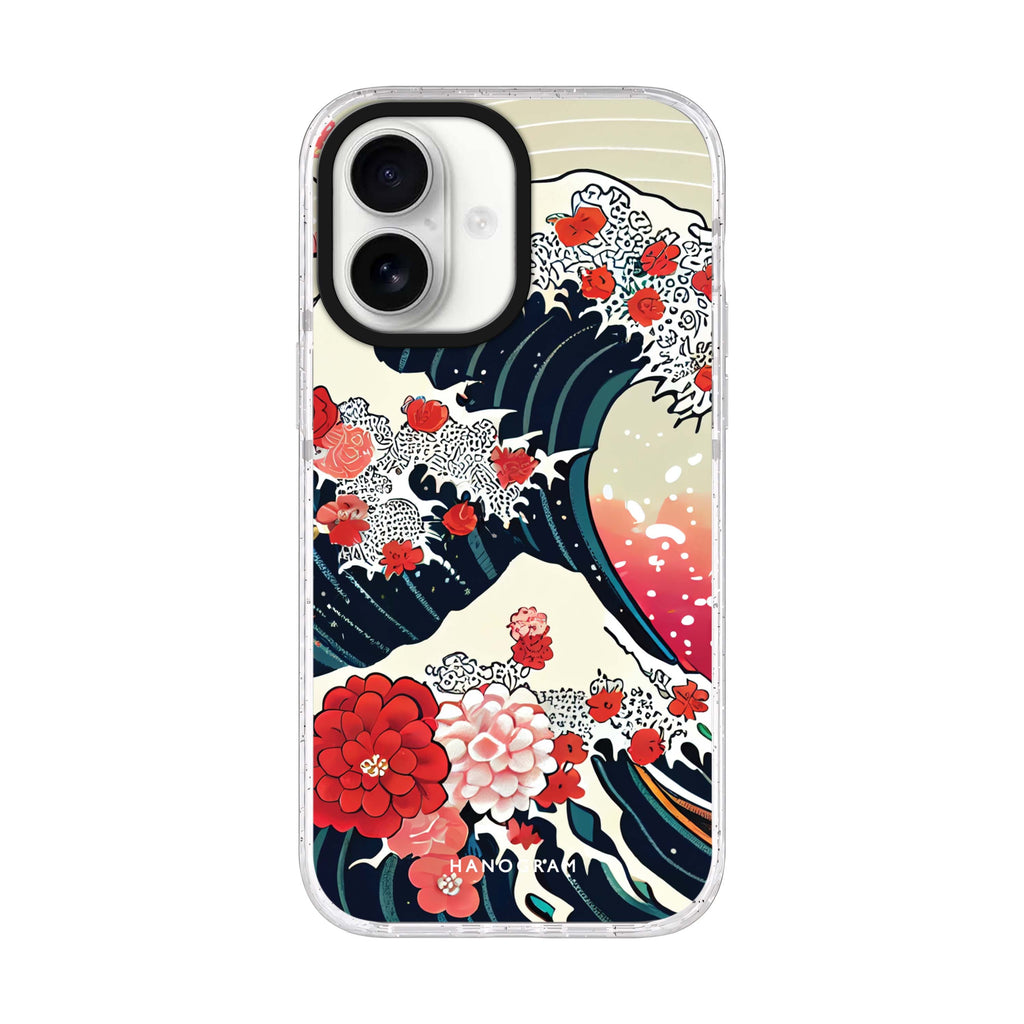 Waves & Flowers iPhone 17 水晶透明保護殼正面展示
