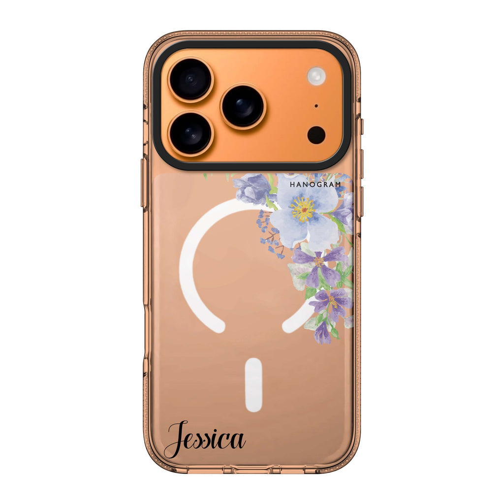 Fragrance of Flower iPhone 17 Pro Max MagSafe 水晶透明保護殼 花卉圖案設計 可自訂名字及字色 圖1