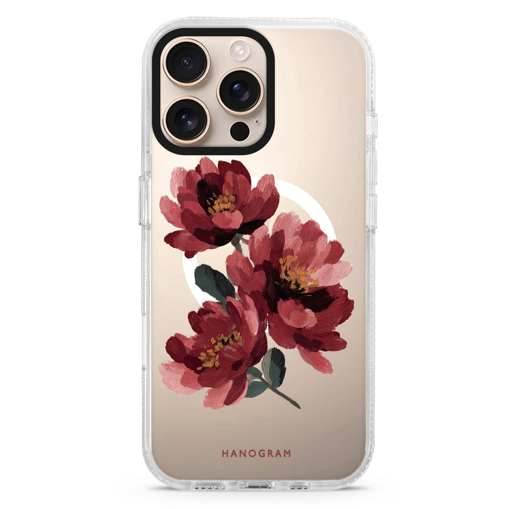 Crimson Peony Magsafe 兼容水晶透明保護殼