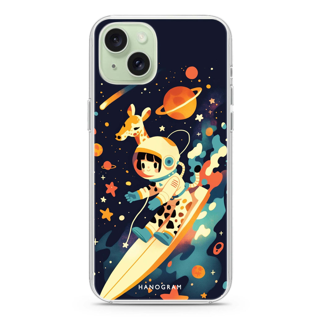 Space Giraffe iPhone 15 Plus Magsafe 兼容水晶透明保護殼