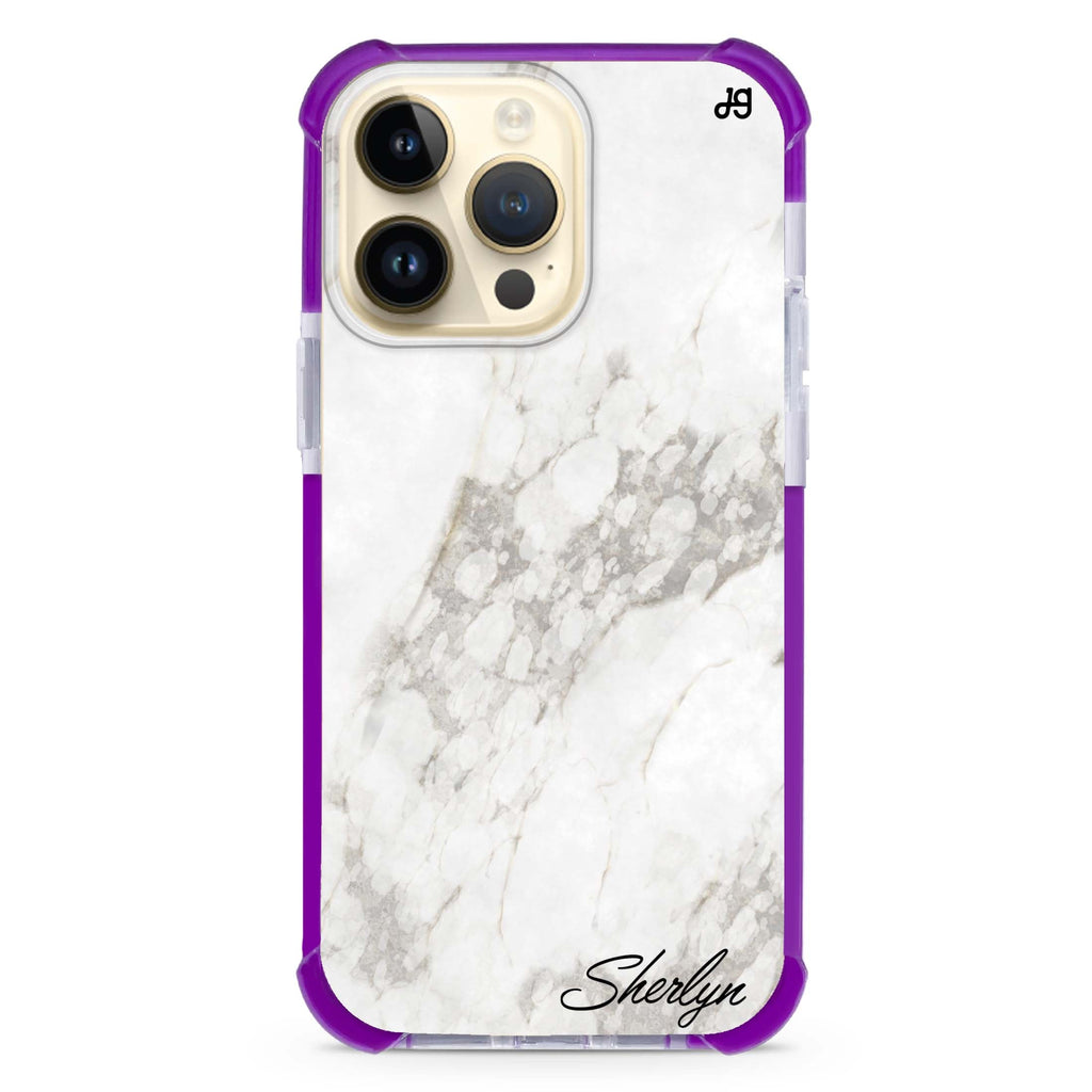 Simple White Marble iPhone Magsafe 兼容超強防摔保護殼