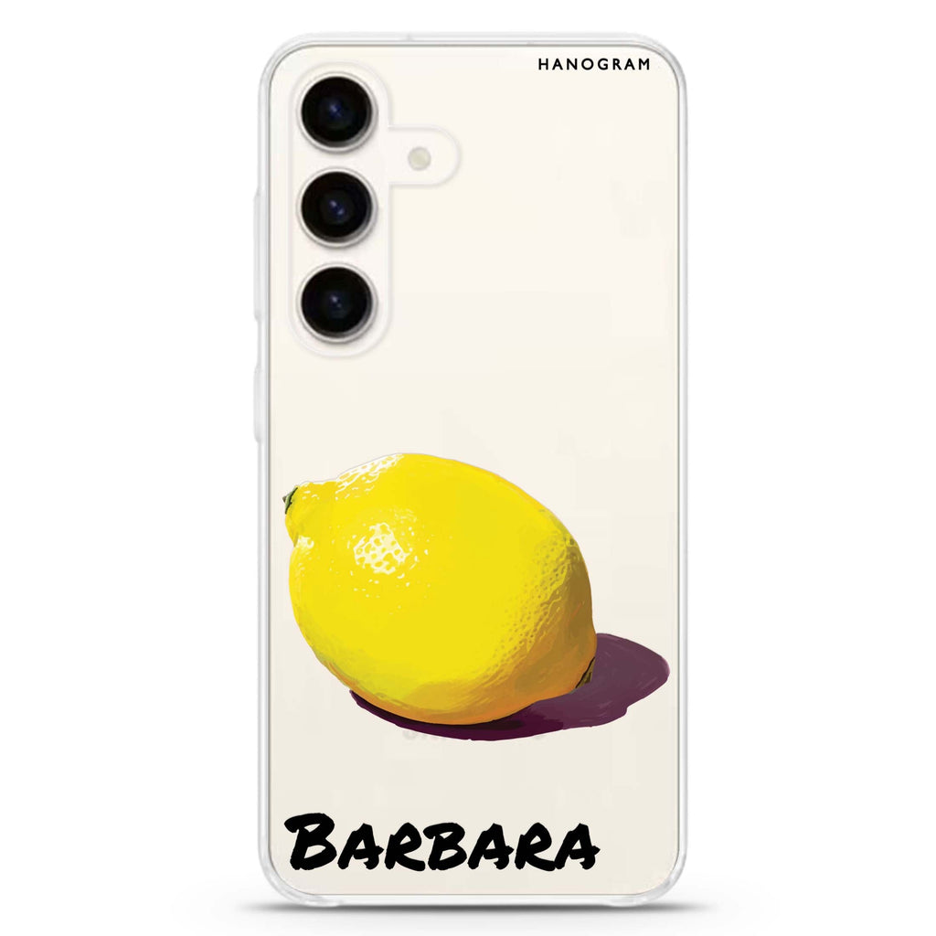 Lemon Lush Samsung Galaxy S26/S25/S24 可加名字水晶透明保護殼正面展示