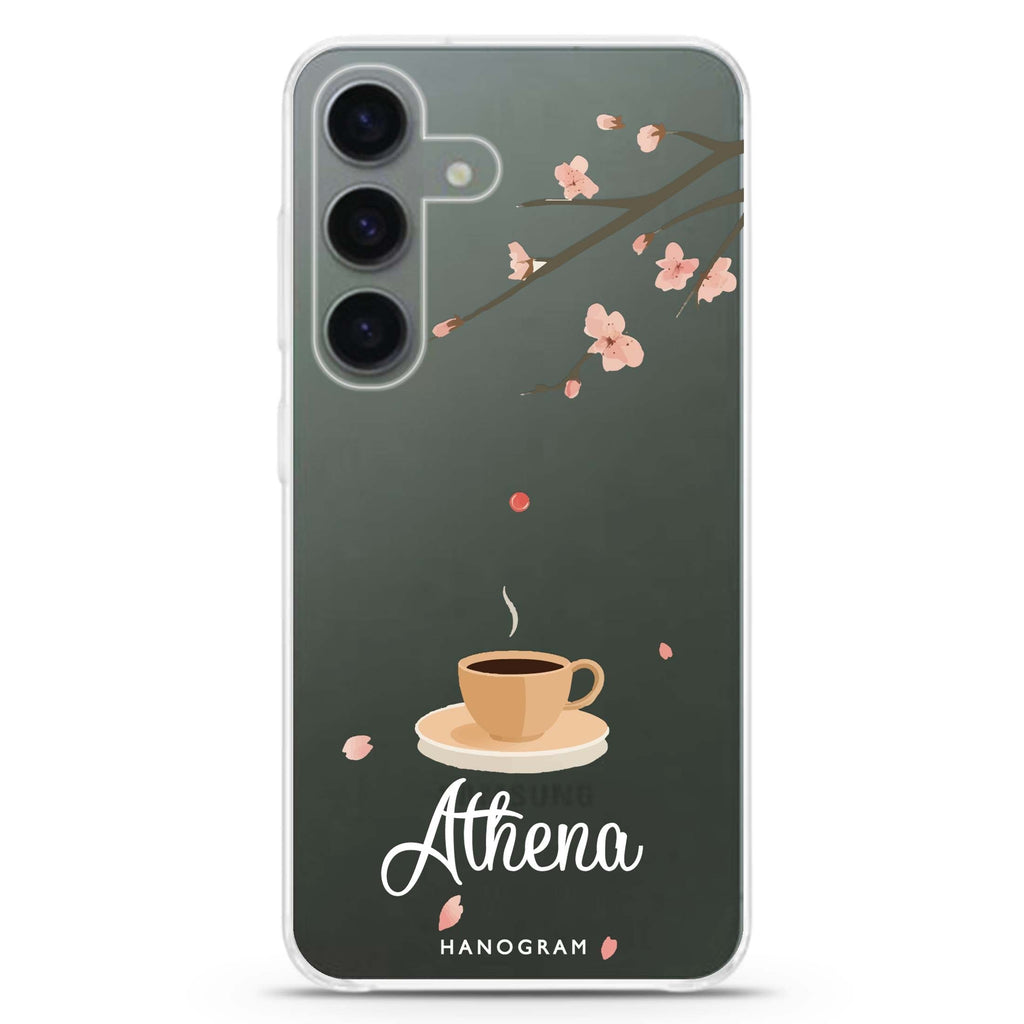 Quiet Bloom Samsung Galaxy S26/S25/S24 可加名字水晶透明保護殼正面展示